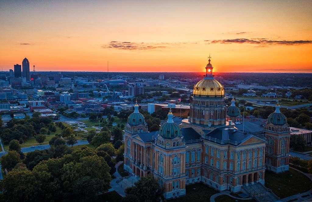 View of Des Moines, Iowa, from Iowa State House