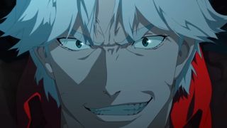 A close-up of Dante from the Devil May Cry anime series on Netflix.