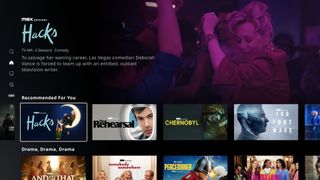 A screenshot of the new HBO Max homepage layout, which shows various shows and movies on tiles