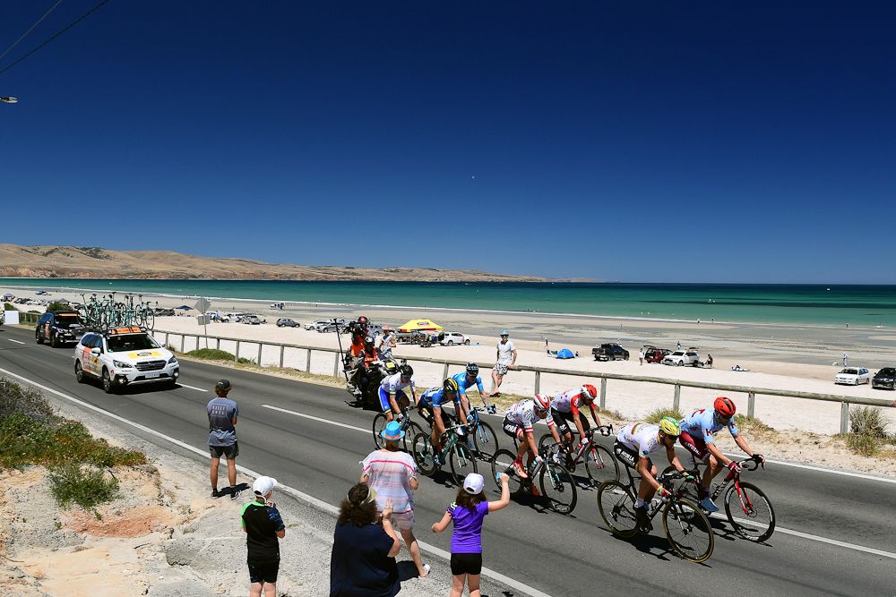 The breakaway in action during stage 6 at the Tour Down Under