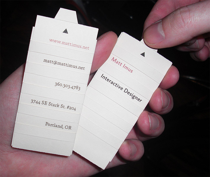 Matt Imus brings the spirit of web semantics to his physical business card