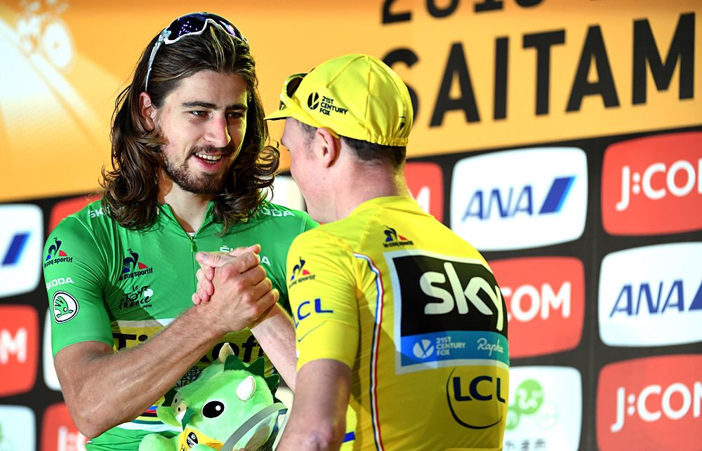 Peter Sagan and Chris Froome at the Saitama Criterium