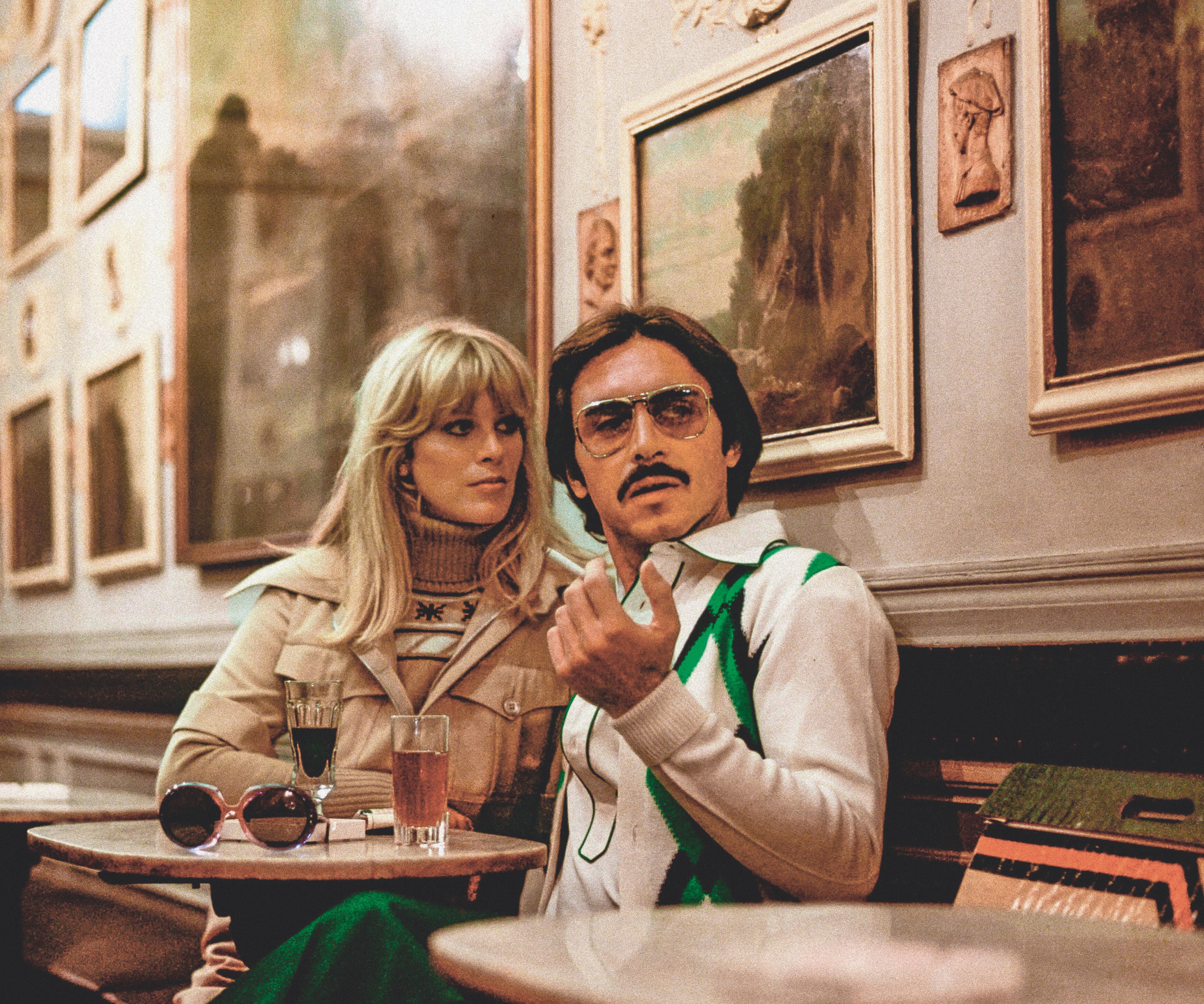 Woman and man in a Roman bar