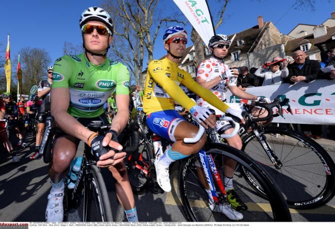 The jersey wearers at the start of Stage 2