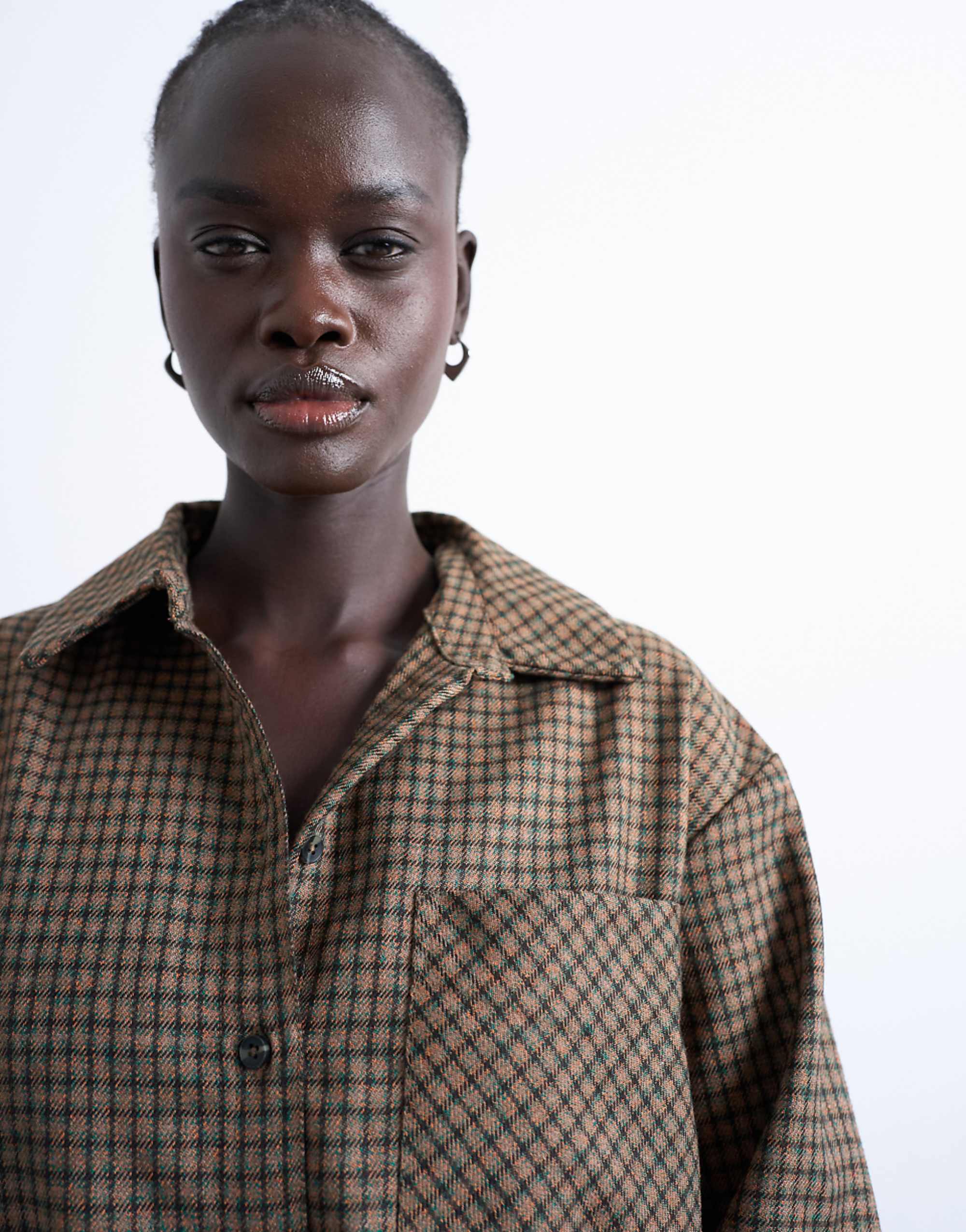 Topshop Oversized Shirt in Heritage Check