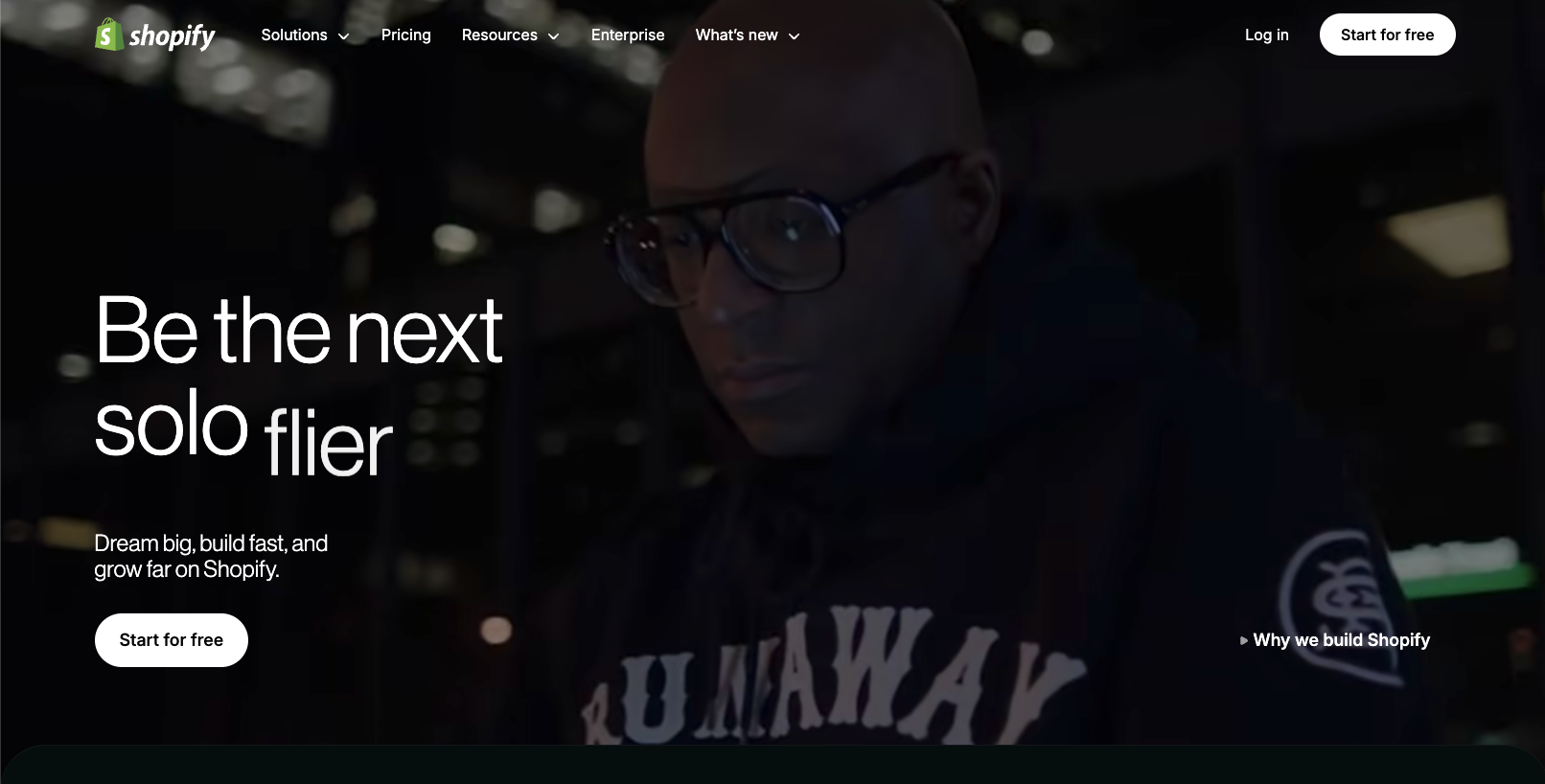 screenshot of Shopify homepage 