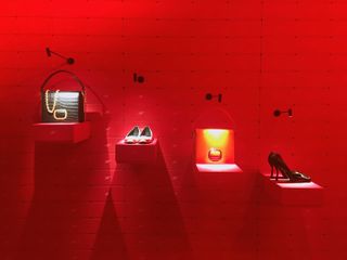 Footwear giant made a maze made of red shoe boxes