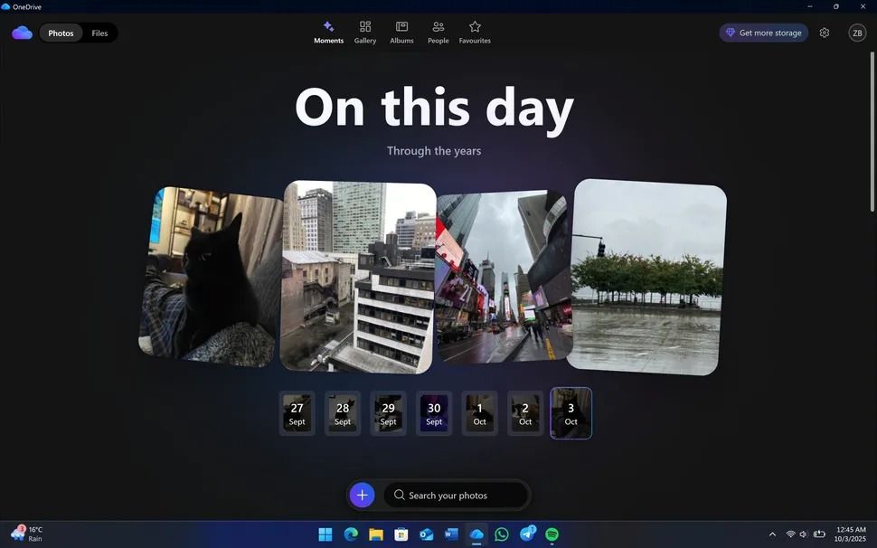 Screenshots of the OneDrive Windows 11 app