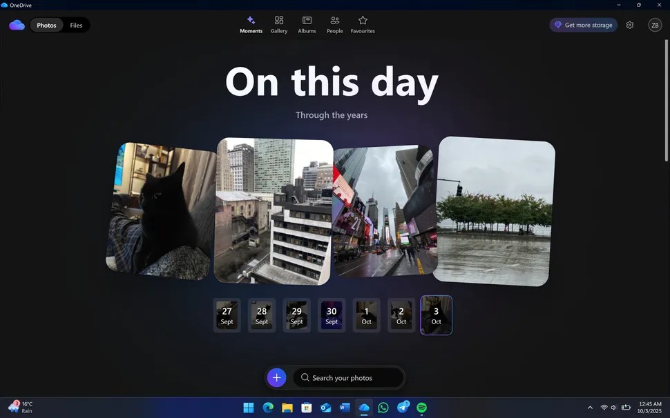 Screenshots of the OneDrive Windows 11 app