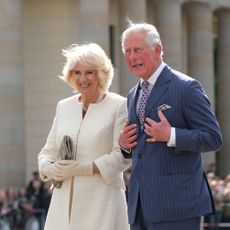 berlin, germany may 07 camilla, duchess of cornwall and prince charles, prince of wales pause for photographers at the brandenburg gate on may 07, 2019 in berlin, germany their royal highnesses are paying an official visit to germany at the request of the british government the four day trip from may 7 10 will include visits to berlin, leipzig and munich and comes shortly after the birth of the prince’s fourth grandchild photo by sean gallupgetty images