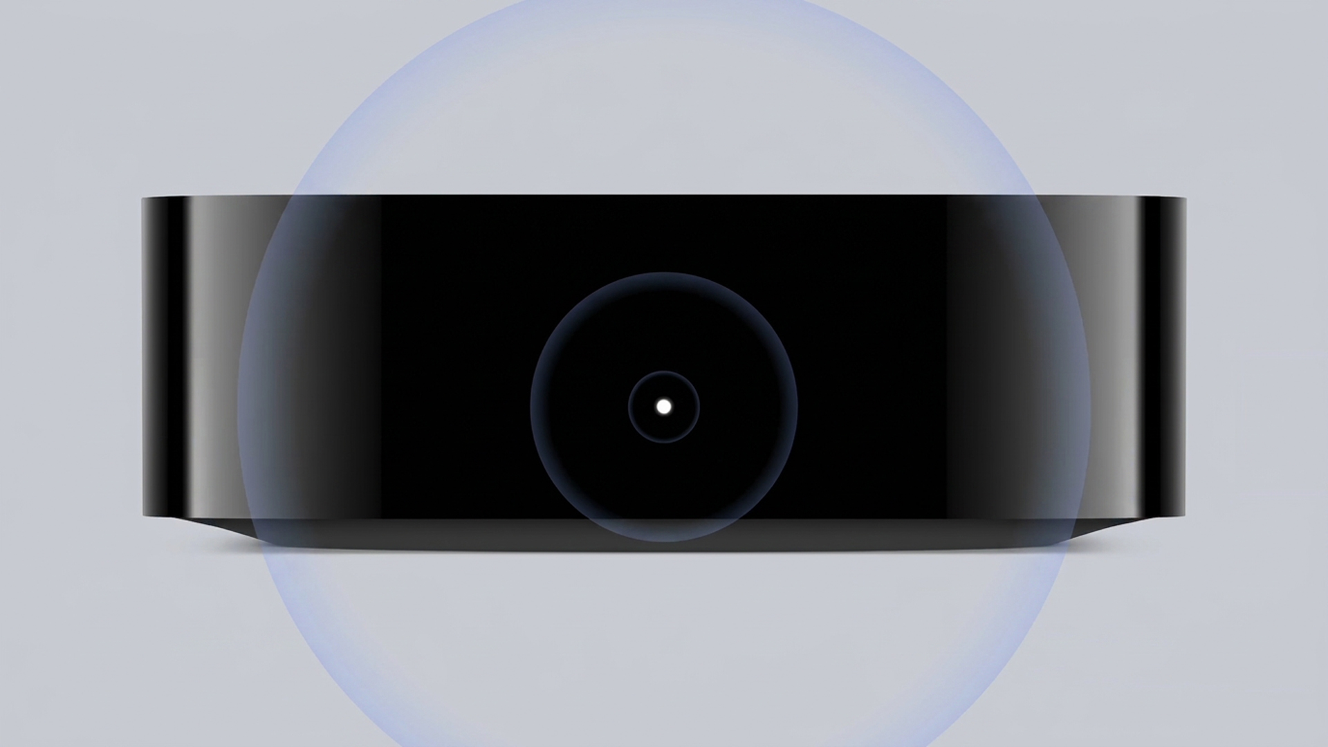 Apple TV 4K (4th Gen) with simulated far field microphone effect and grey background
