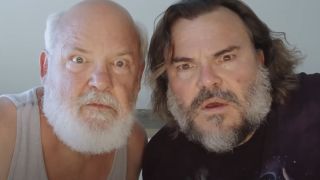 Screenshot of Jack Black and Kyle Gass close-up in Fiber d'Lish commercial