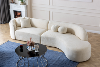 white curved sofa