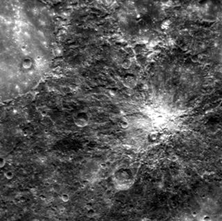 The large, smooth area in the upper left is the floor of the crater Petrarch, as seen on April 5, 2011. The more rugged terrain around Petrarch has an unusual
