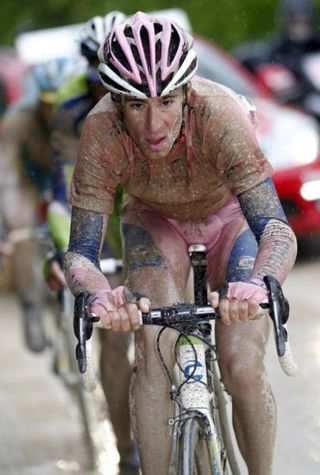 Maglia rosa wearer Vincenzo Nibali would lose the Giro lead at the 2010 edition on the treacherously slick strade bianche.