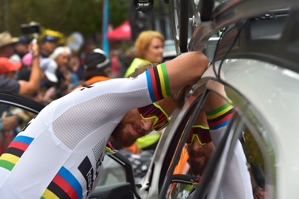 Peter Sagan gets ready for stage 2 at the Tour Down Under