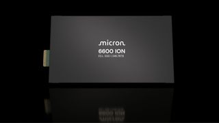Micron's 6600 ION SSD on a black background