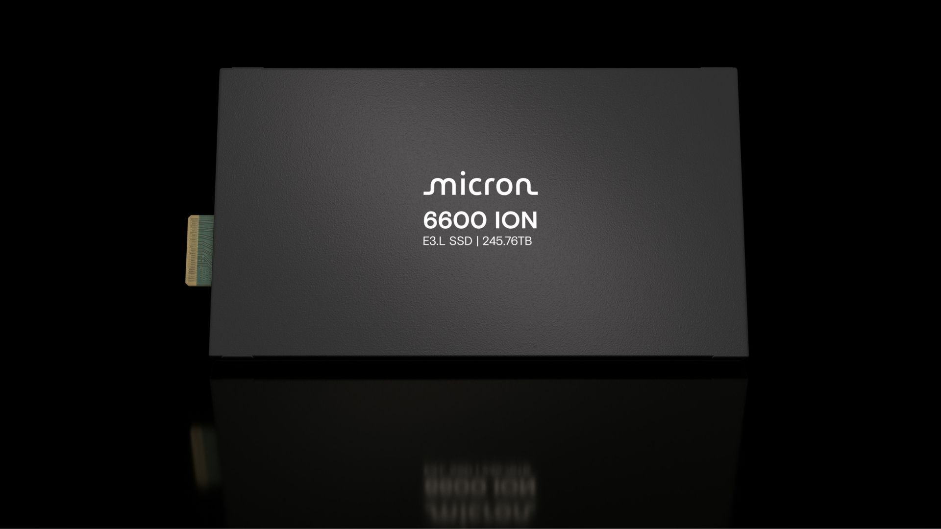 Micron's 6600 ION SSD on a black background