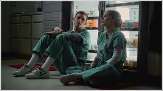 The Good Nurse (2022). L to R: Eddie Redmayne as Charlie Cullen and Jessica Chastain as Amy Loughren