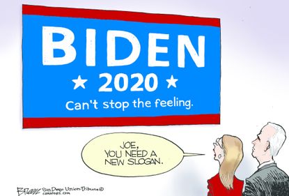 Political Cartoon U.S. Joe Biden 2020 election new slogan