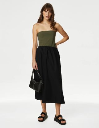 M&S Pure Cotton Pleated Midaxi Skirt