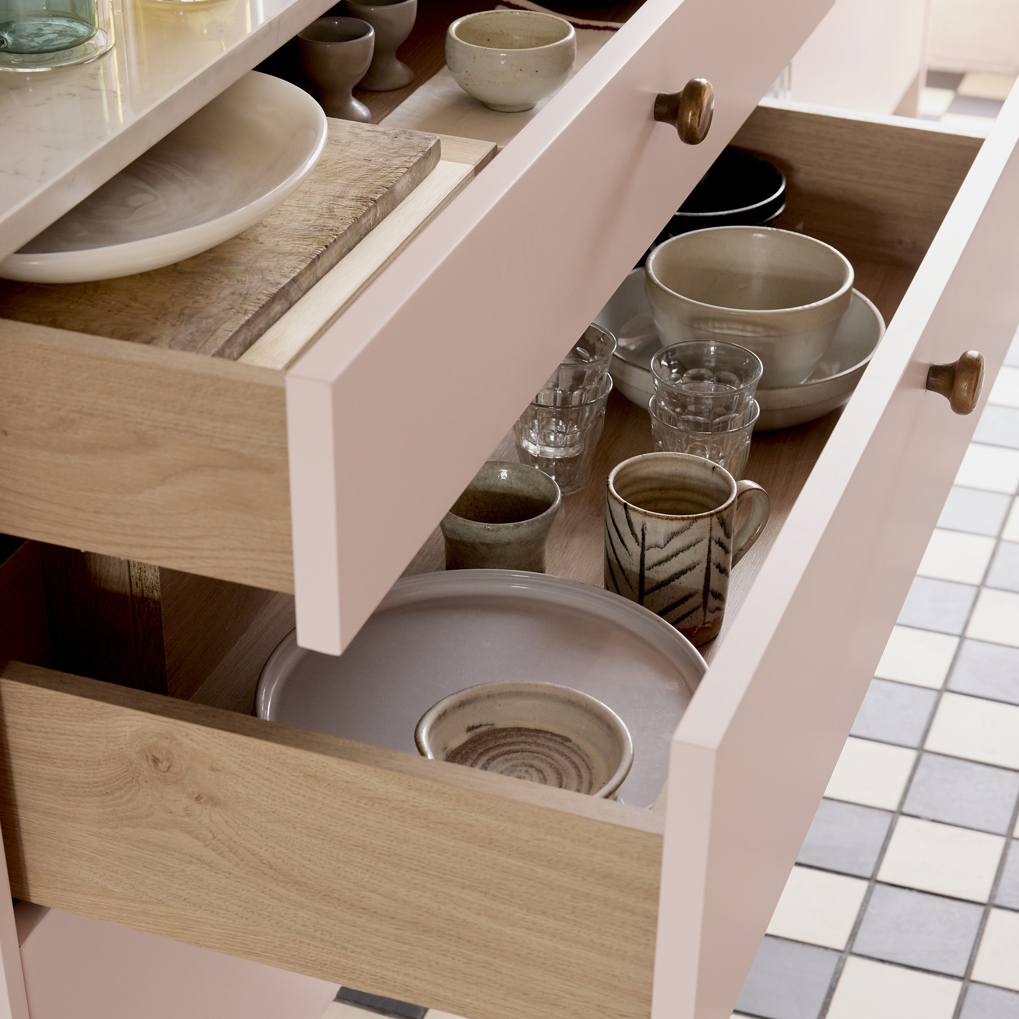 Small Beams pink kitchen
