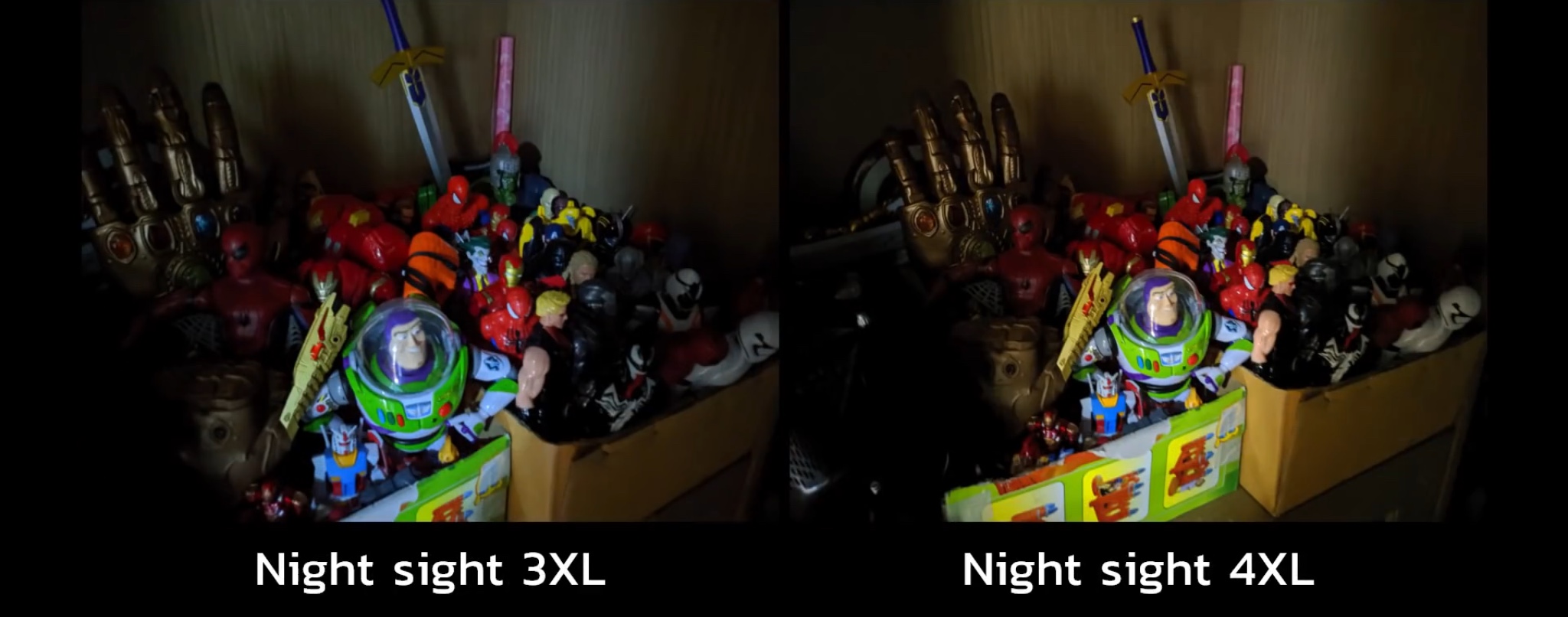 Comparación del modo de visión nocturna del Pixel 3 XL y el 4 XL.