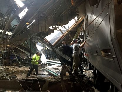 An NJ Transit train crashed in Hoboken, NJ.