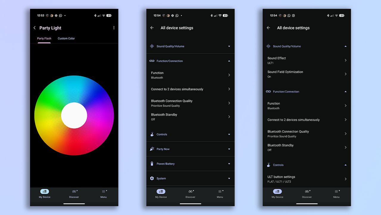 Sony Sound Connect app screenshots