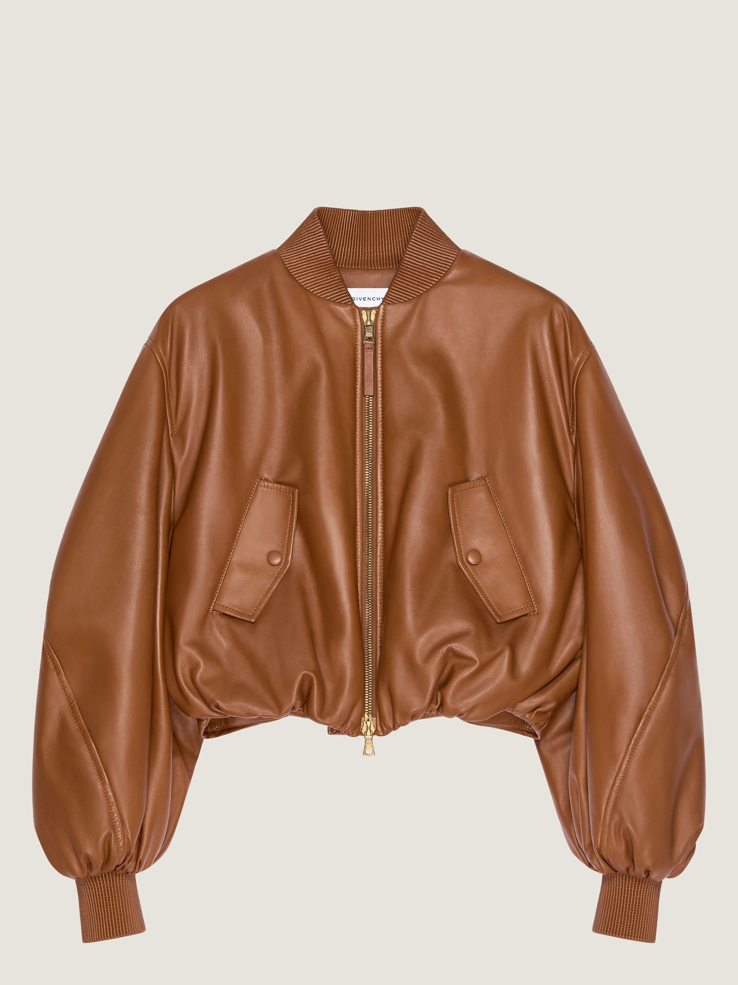 Cropped Cocoon Bomber in Nappa Leather