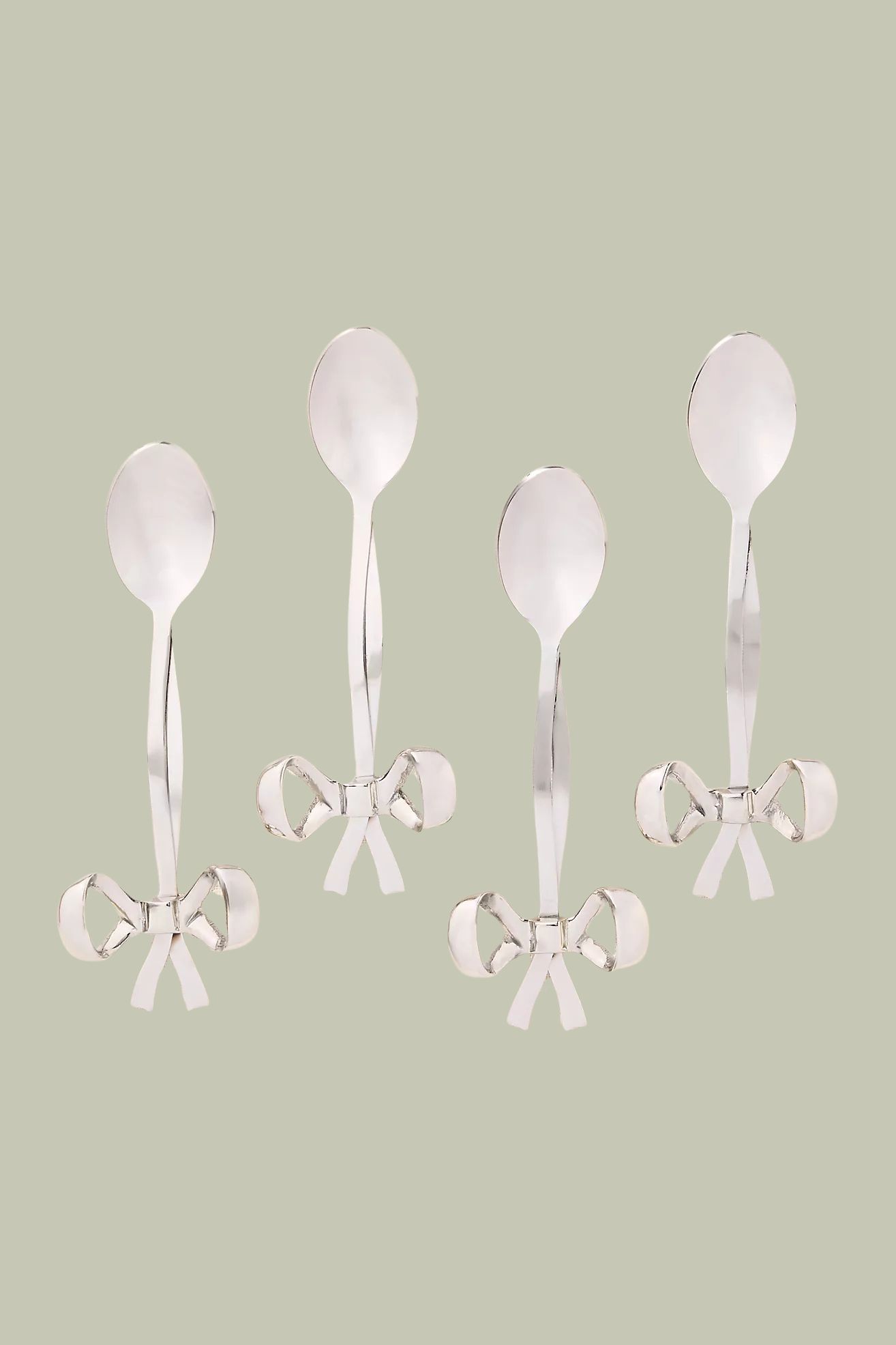 Anthropologie, Benedita Stainless Steel Bow Teaspoons, Set of 4