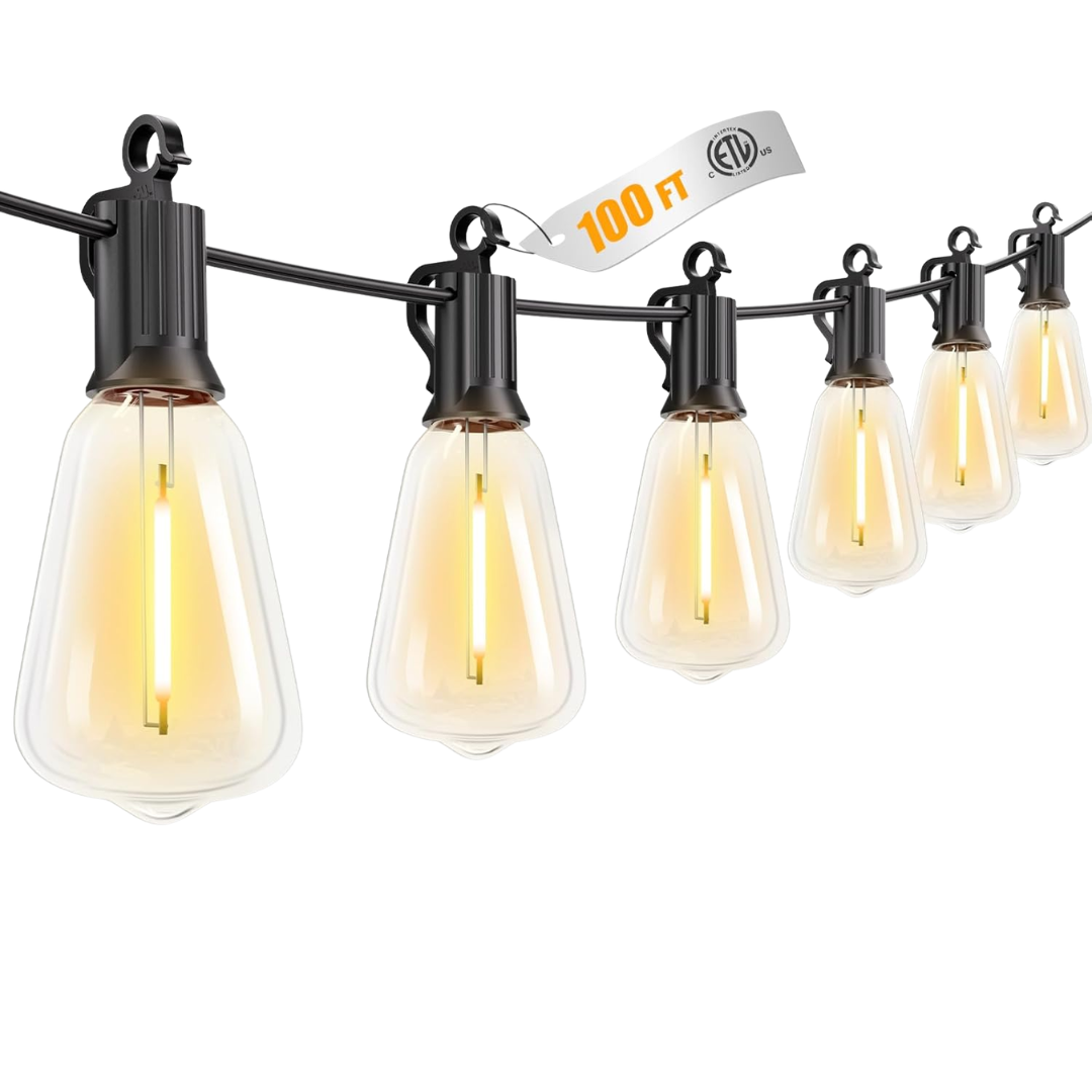 Brightown 100ft Solar String Lights Outdoor Waterproof With Remote, 31+2 Led Shatterproof Bulbs, Dimmable &amp;amp; Timable, 3 Light Modes - Commercial Grade Patio Lights for Garden Backyard Party Decor