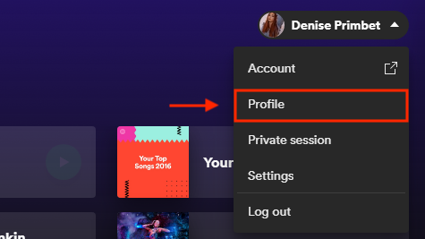 How to change Spotify display name on desktop app - select profile