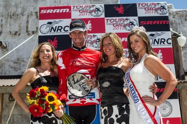 Rory Sutherland (UnitedHealthcare) gets the podium spoils after his win.
