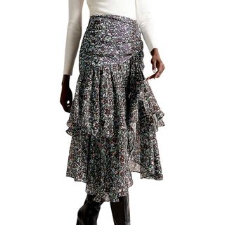 Ted Baker floral print ruffle skirt 