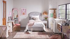 A feminine dorm room styled by Overstock