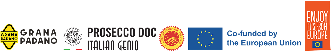 Grana Padano, Prosecco, PDO, EU logos