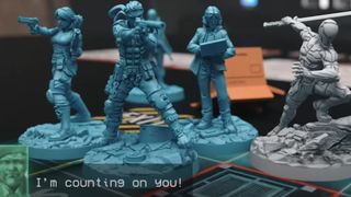 Hero miniatures arrayed on the board in Metal Gear Solid: The Board Game