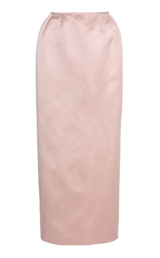 Exclusive Architectural Silk-Satin Maxi Skirt