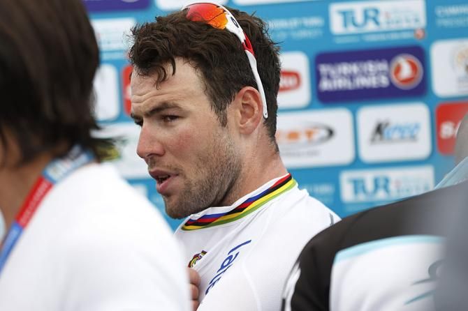 Mark Cavendish (Omega Pharma Quick Step) after winning the stage