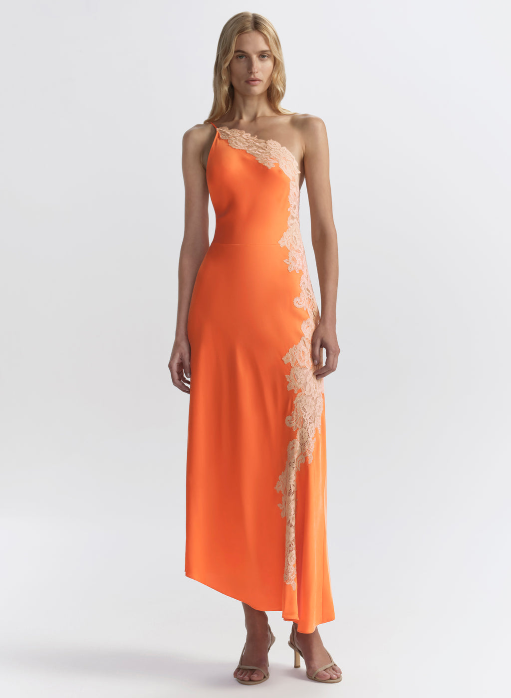 Lou Satin and Lace Midi Dress