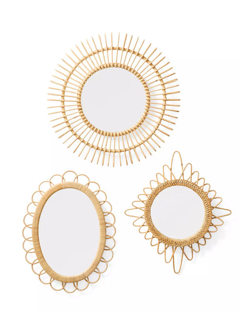 Rattan Mirror Trio