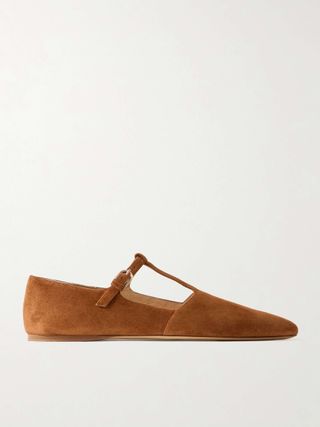 Lola Ballerina Suede Mary Jane Point-Toe Flats