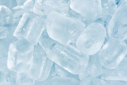 Ice baths: A close up of some cubes of ice