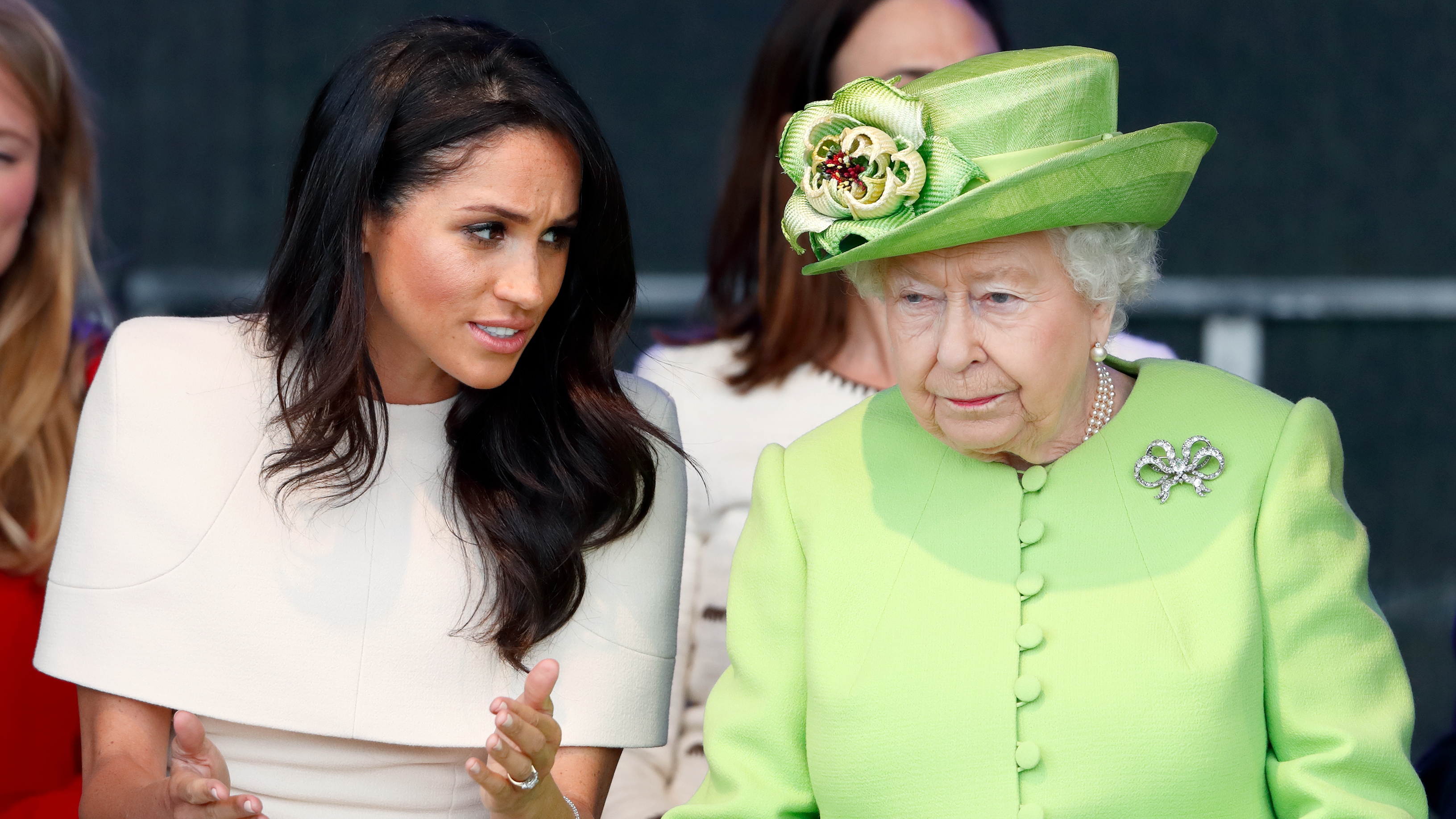 Meghan, Duchess of Sussex and Queen Elizabeth II attend a ceremony to open the new Mersey Gateway Bridge on June 14, 2018