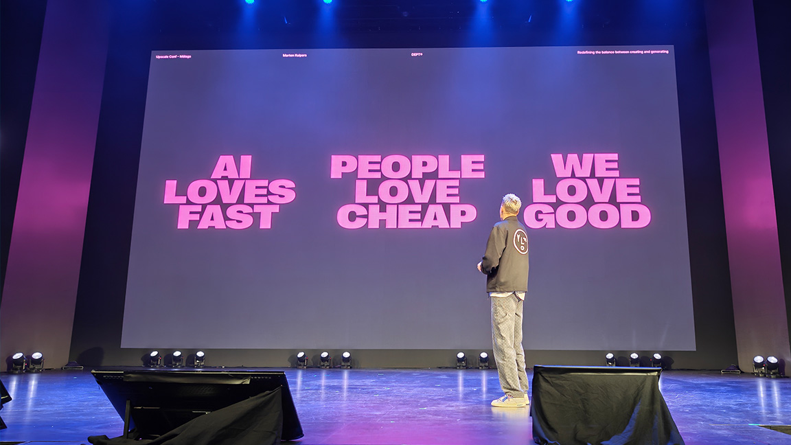 Upscale, photos from a conference, people on a stage