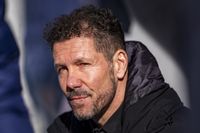 Atletico Madrid boss Diego Simeone looks on during a game.
