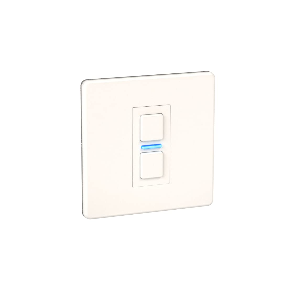 white 2 gang dimmer light switch with square buttons