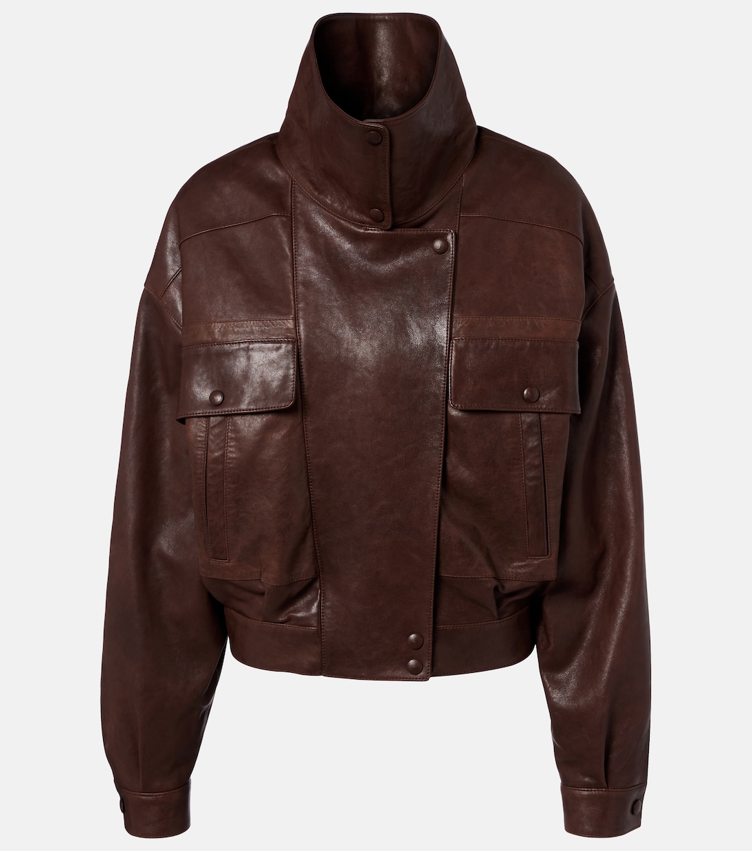 Leather Bomber Jacket in Brown - Saint Laurent