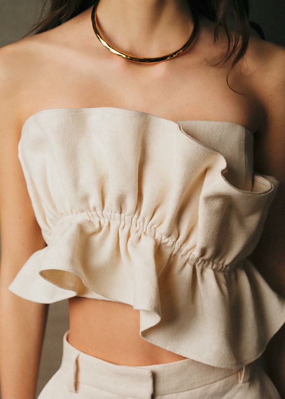 Arina Top - Cream - Linen - S&amp;eacute;zane